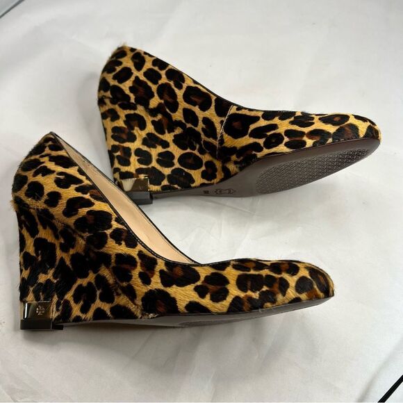 Tory Burch Astoria leopard Print Calf Hair Wedge Heels - Picture 8 of 16
